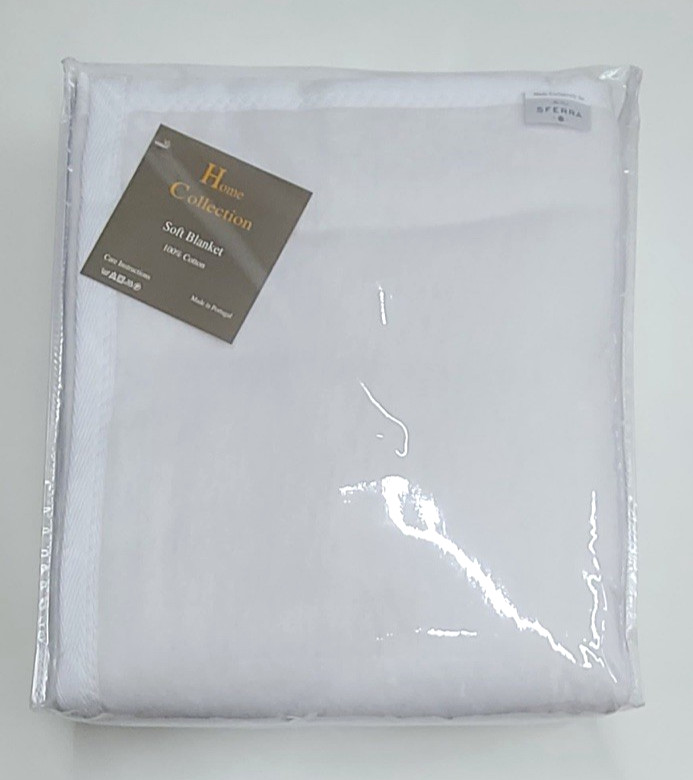 Sferra Home Collection Plush Blanket 8890 King White 100% Cotton
