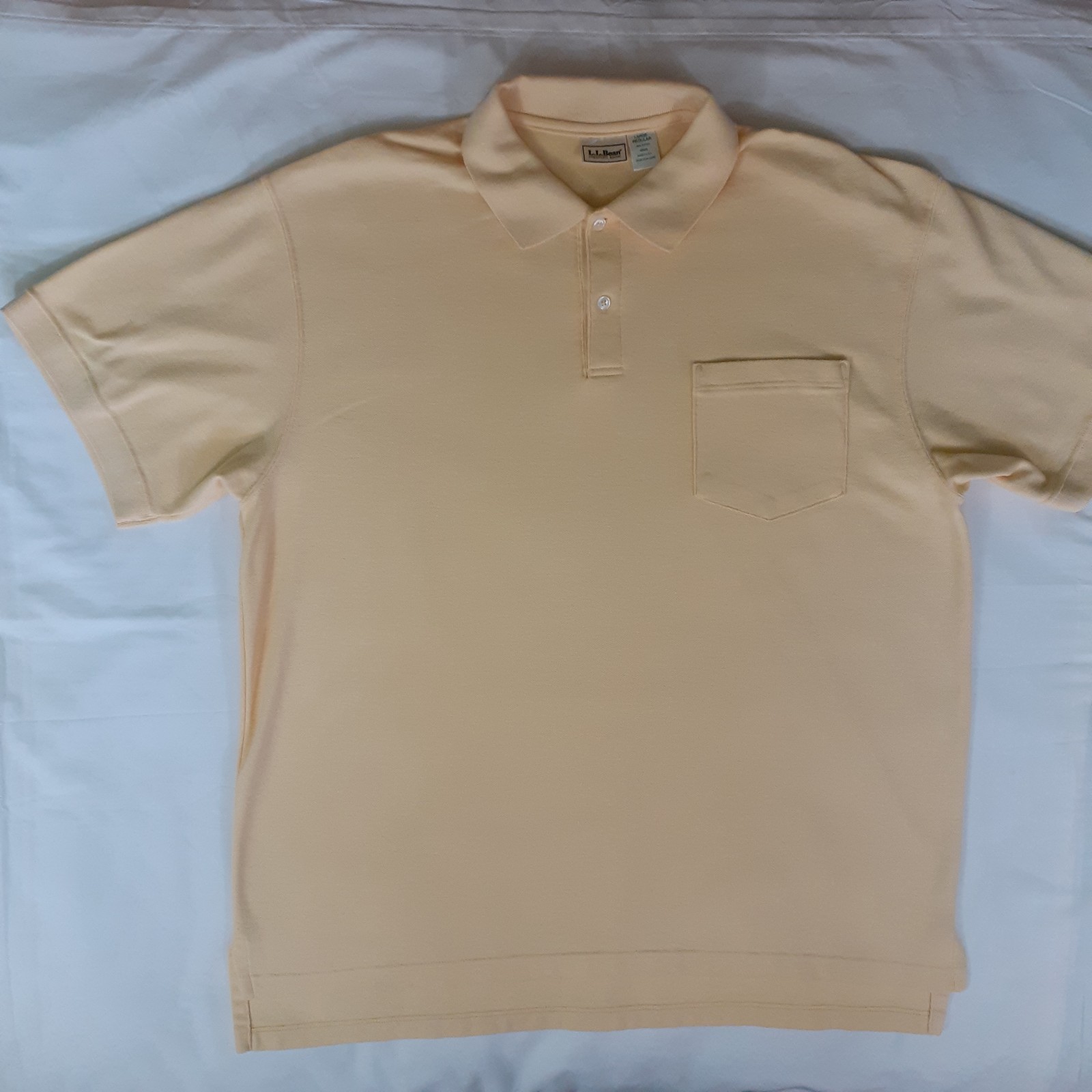 Vintage L.L. Bean Polo Shirt Mens L Yellow Short Sleeve Freeport Maine USA VTG Vintage L.L. Bean Polo Shirt Mens L Yellow Short Sleeve Freeport Maine USA VTG