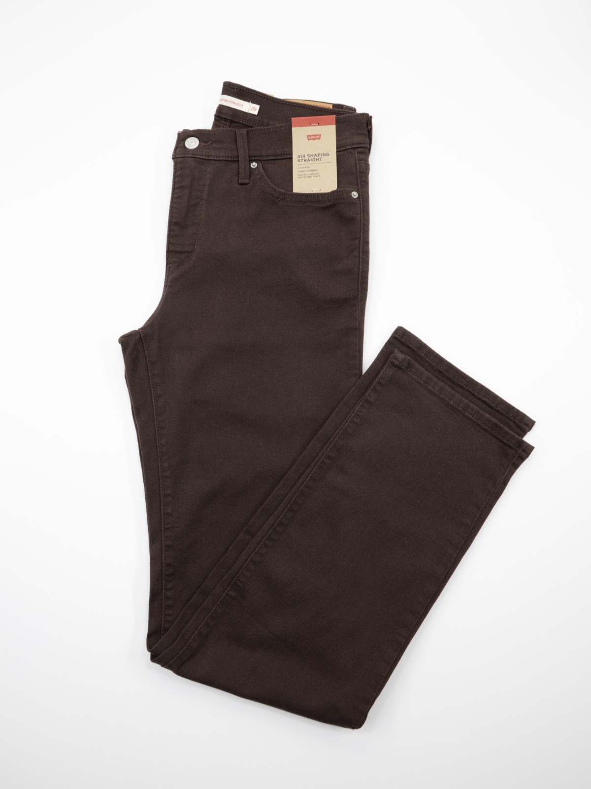Levi\'s 314 Women\'s Shaping Straight Comfort Stretch Denim Jeans Brown Size 26X32