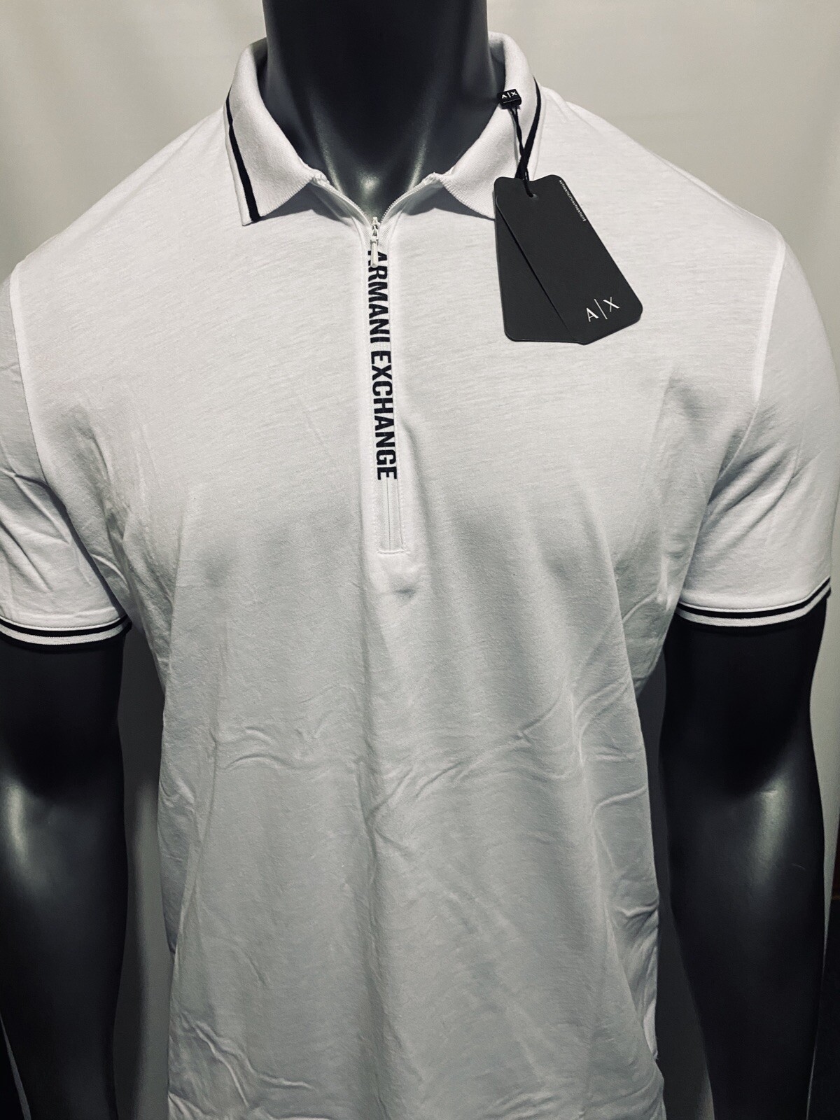 New Armani Exchange Mens Muscle Slim Fit Logo  Placket Polo