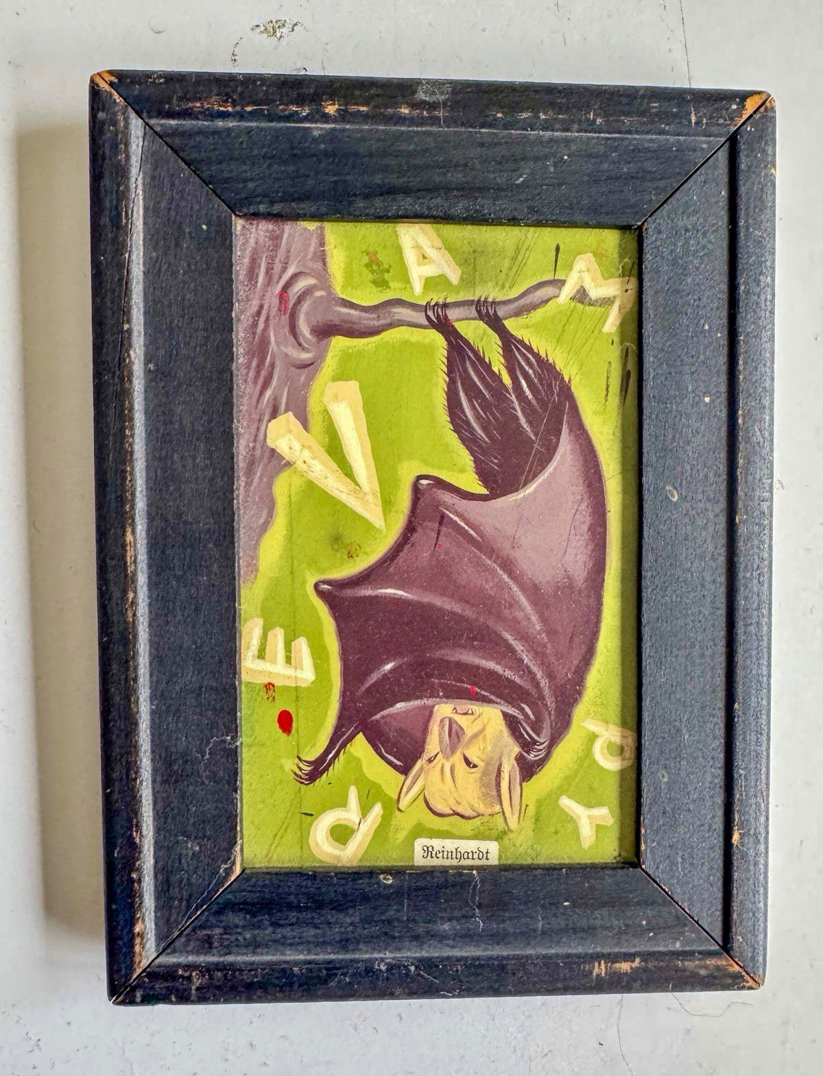 Ryan Heshka Bat Illustration 2005 Framed Art 5x7 Vintage Contemporary Pop Art