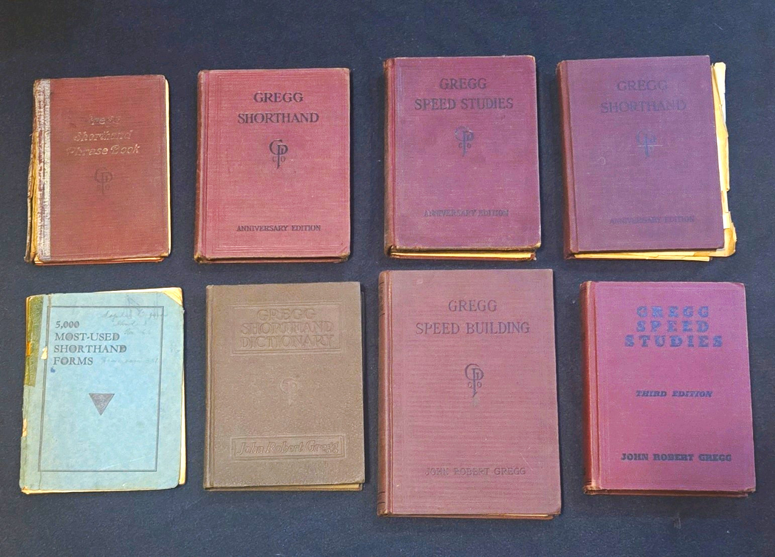 Vintage Gregg Shorthand Book Lot 8pc Anniversary Third Edition Dictionary Speed