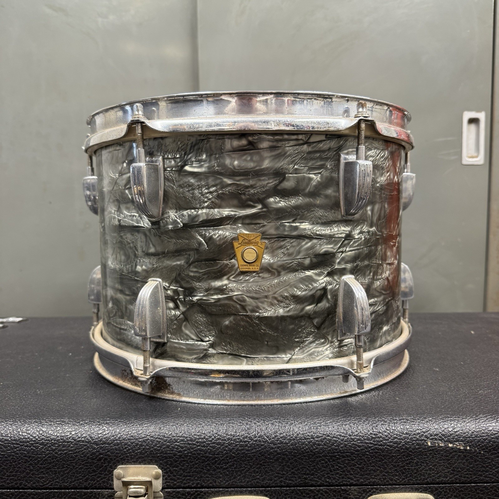 Vintage Ludwig Tom 12x8 Sky Blue Pearl 1960's Keystone Badge Orphan Solo Project