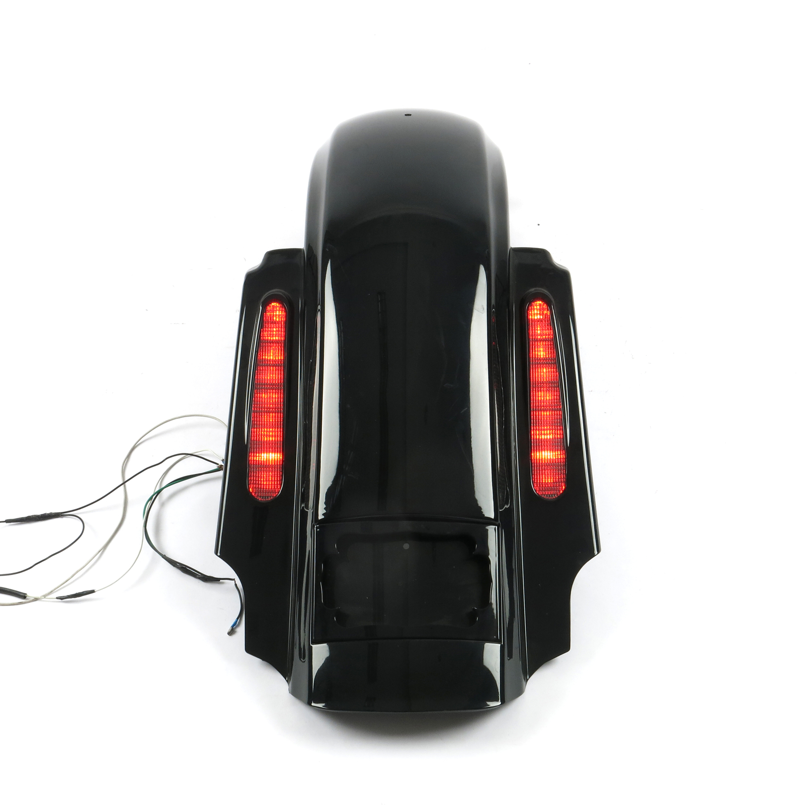 Rear Fender CVO Dual Cut Stretched w LED + Wire Harness For 2014+ Harley Touring