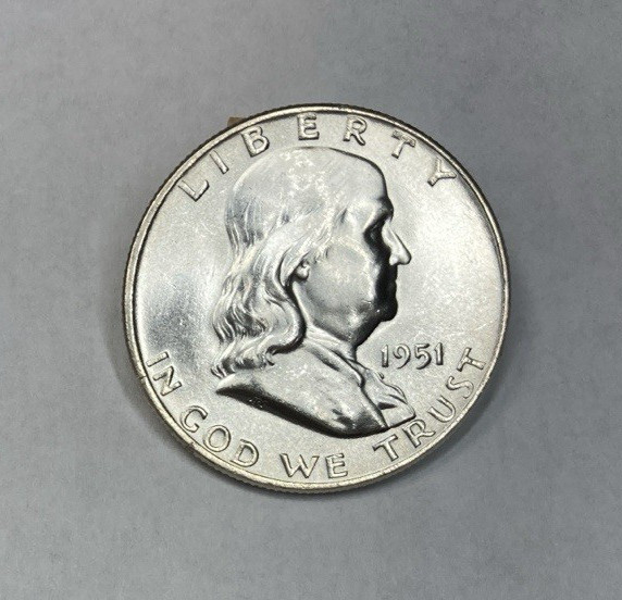 1951-D Franklin Half Dollar Flashy Bright BU++ Key Date