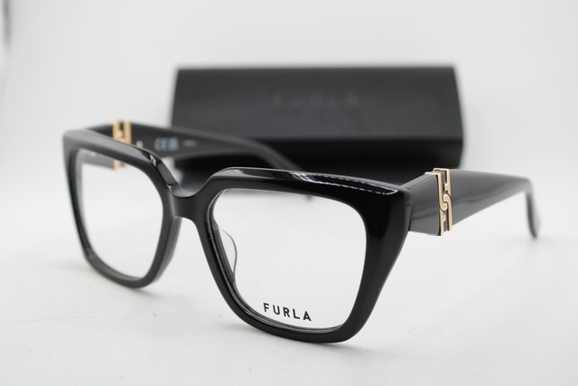 NEW FURLA VFU866 COL.0700 BLACK GOLD AUTHENTIC EYEGLASSES 54-17