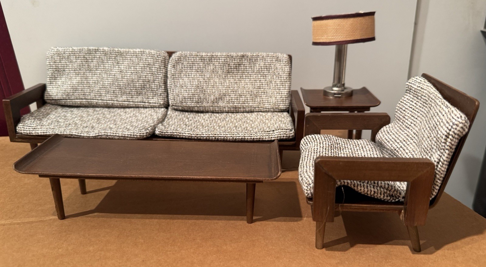Vintage MCM 1958 Mattel Modern Doll Furniture Wooden Living Room Set #813 Japan