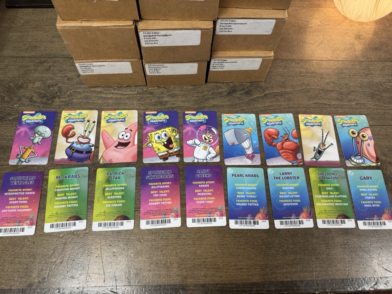 1600 SpongeBob SquarePants Coin Pusher Cards Lot – FULL 9 Character Set Mix – Ar
