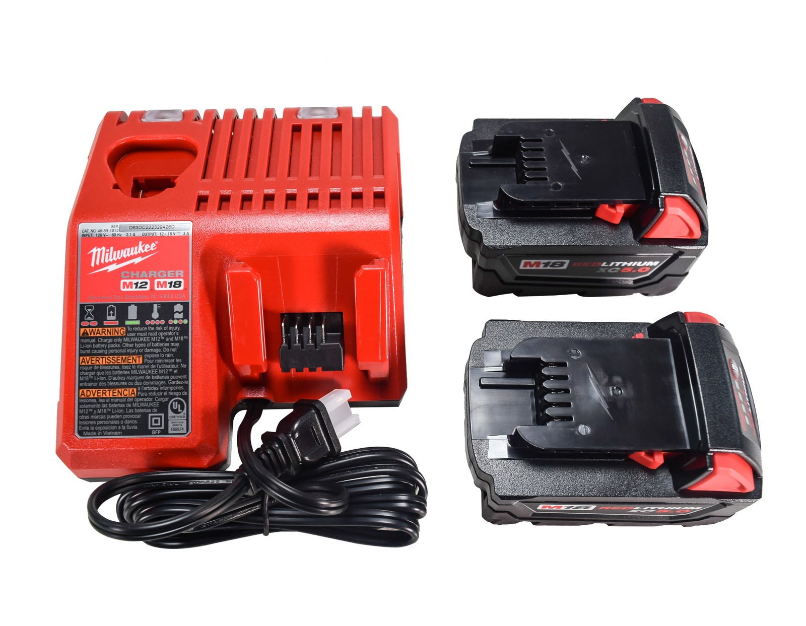 Milwaukee 48-59-1852B 18V Starter Kit with Two 5.0Ah Batteries and Charger