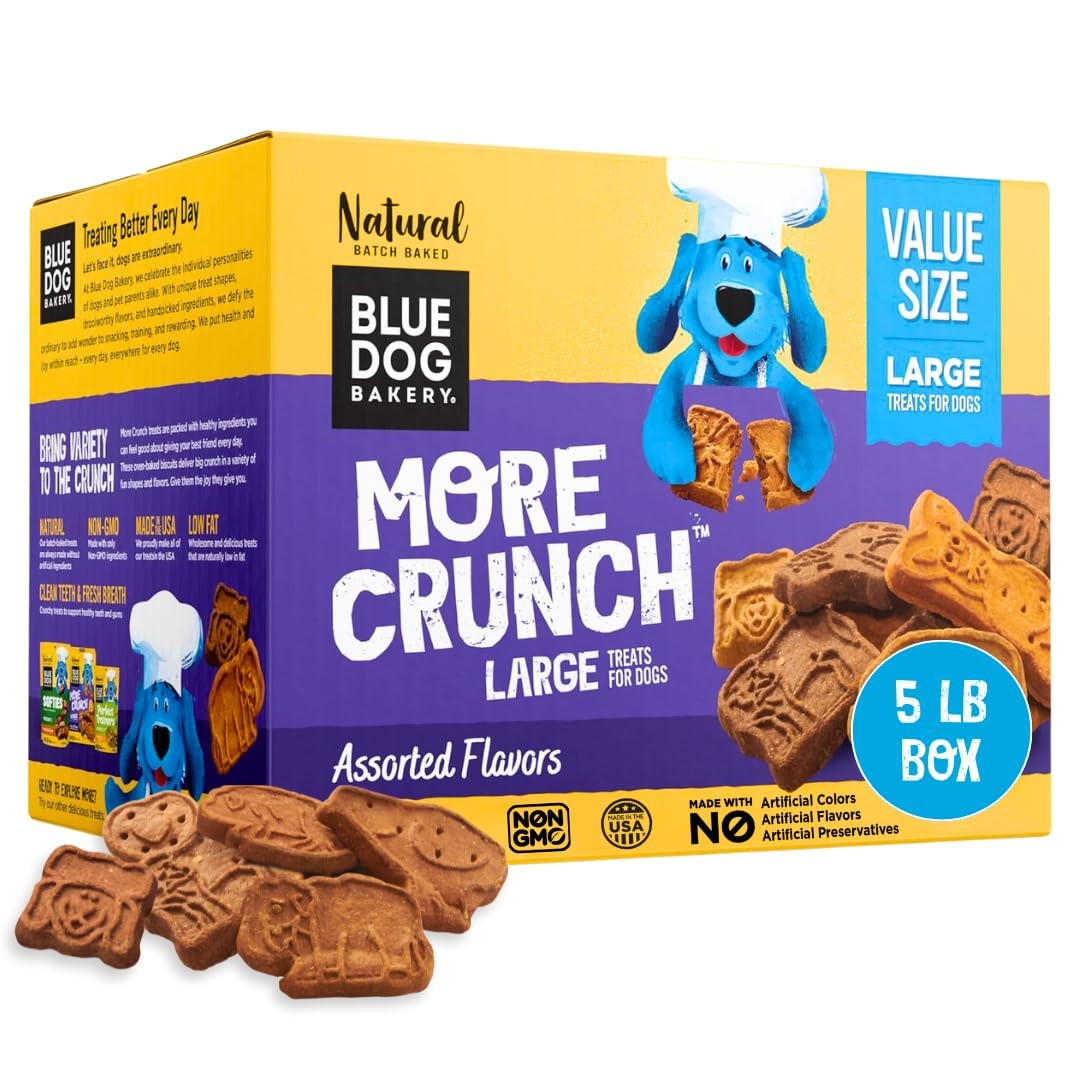 Blue Dog Bakery More Crunch Assorted Biscuit Large Dog Treats 5lb Box Blue Dog Bakery More Crunch Assorted Biscuit Large Dog Treats 5lb Box