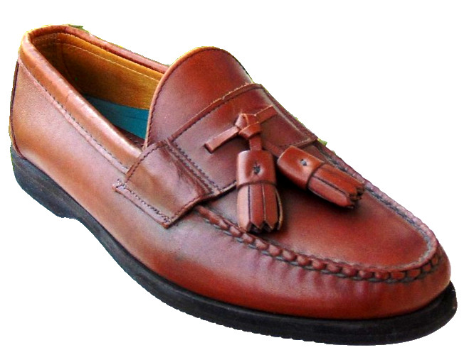 SEBAGO LITES MENS BROWN SHOES W/TASSELS LOAFERS SLIP ONS MOC~9