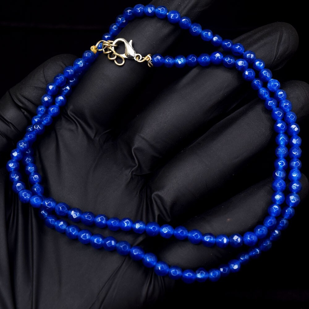 Amazing Cut Blue Onyx Stunning 61.00 Cts  Beaded Exclusive Necklace VK 30 E650