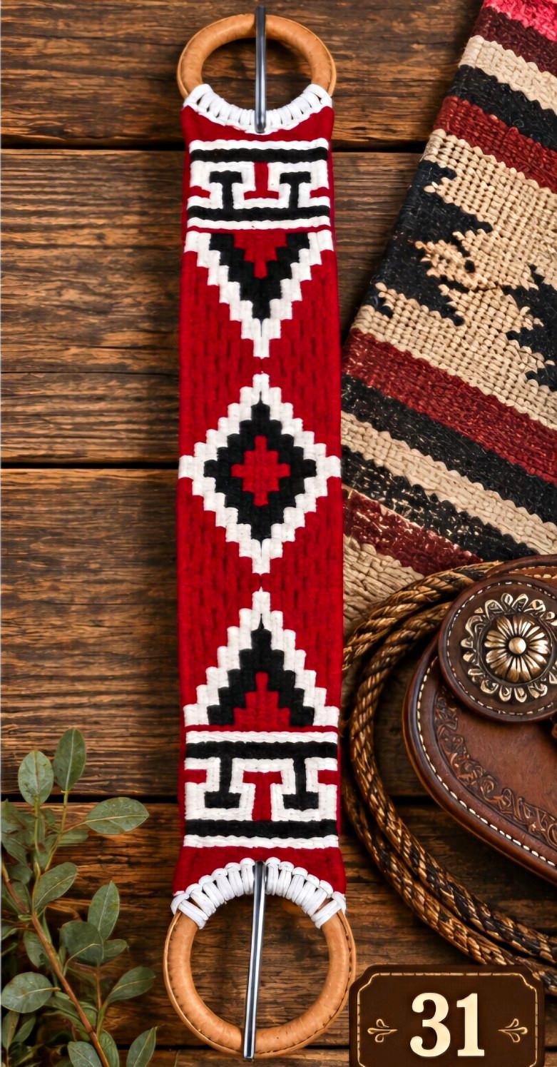 Red Black White Horse Cinch Belt 31\