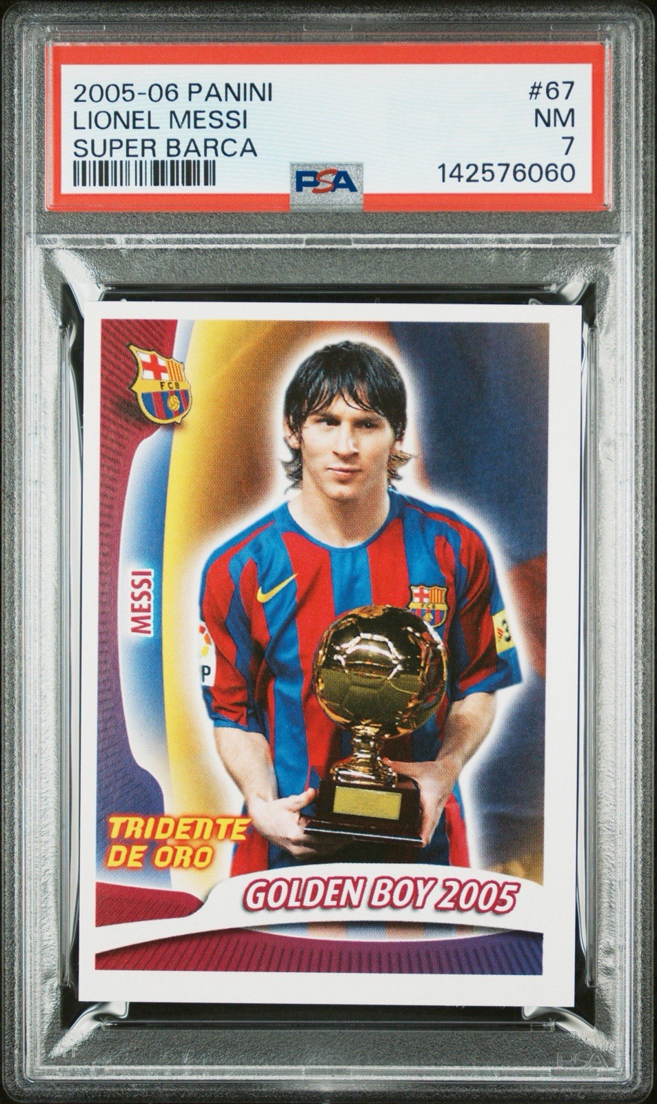 Lionel Messi Panini 2005-06 Super Barca Golden Boy Award #67 - PSA 7