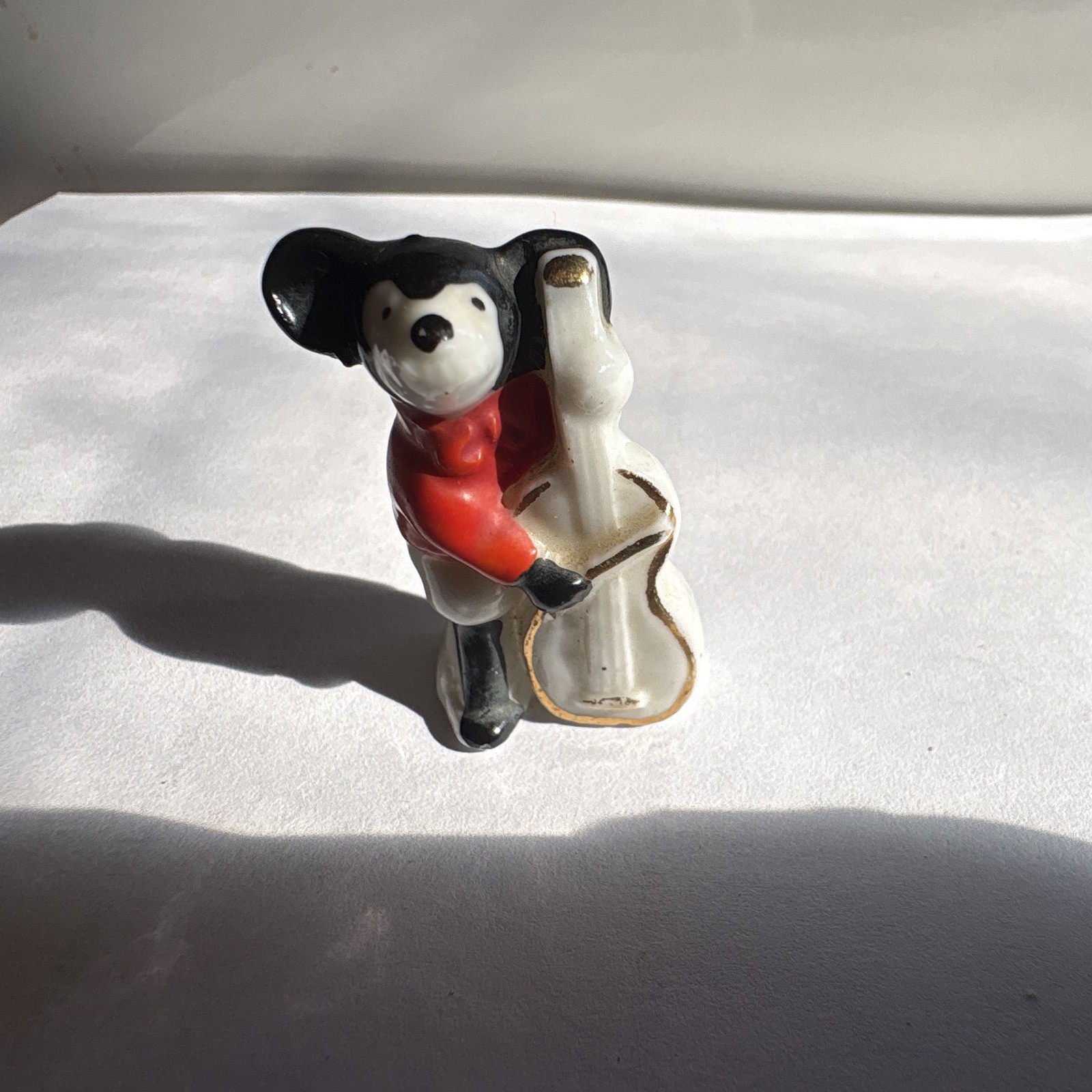 Vintage 1930s German Porcelain Mickey Mouse Orchestra Cello Figurine PRISTINE