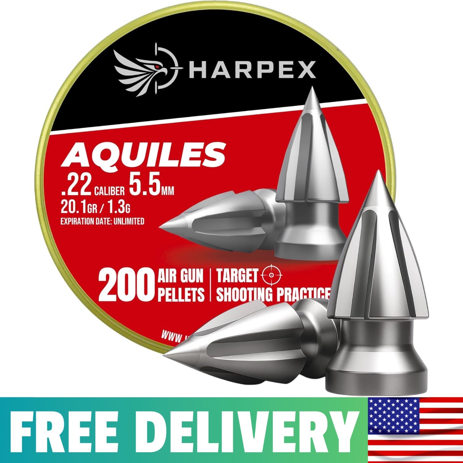 Aquiles .22 Cal Airgun Pellets – 20.1 Grains Pointed Arrowhead Design – 12.2 ...