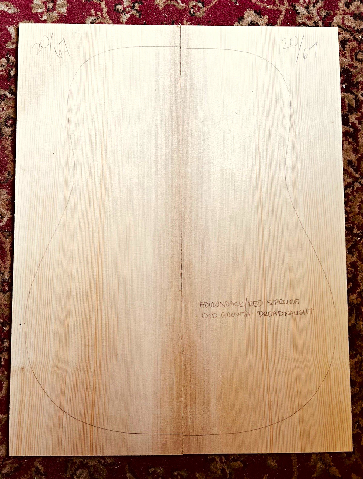 Old growth Adirondack/Red Spruce dreadnaught guitar top #20/67 Old growth Adirondack/Red Spruce dreadnaught guitar top #20/67