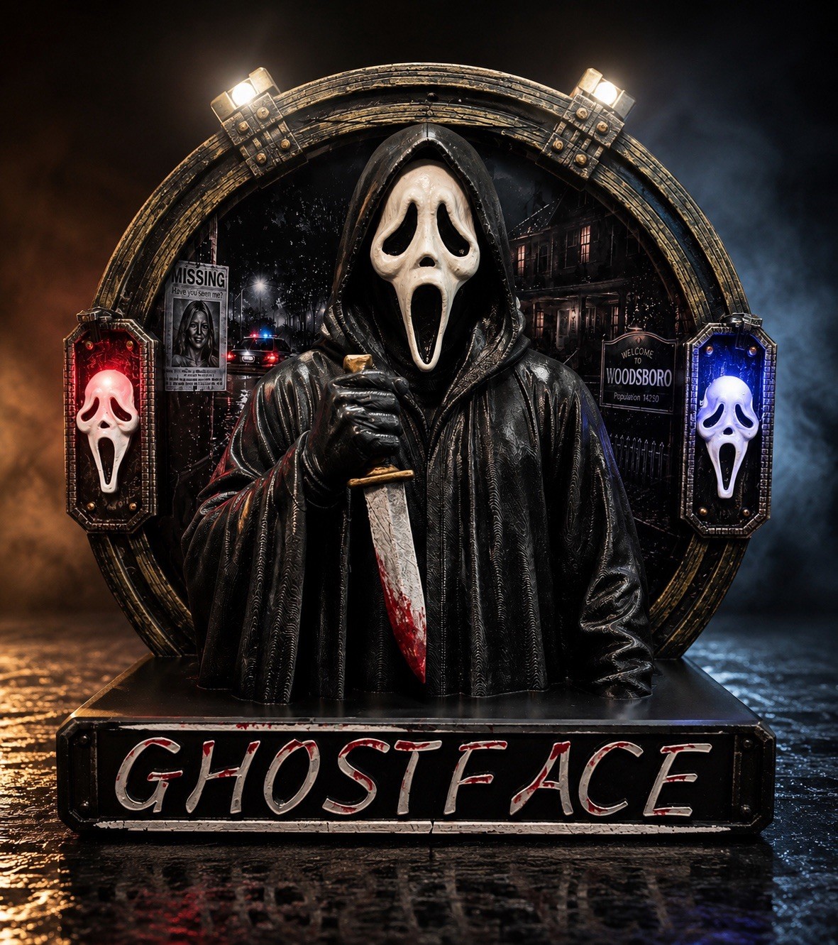 Nostalgia 3D Ghostface Light-Up Halloween Decor 3D printed hand painted statue 