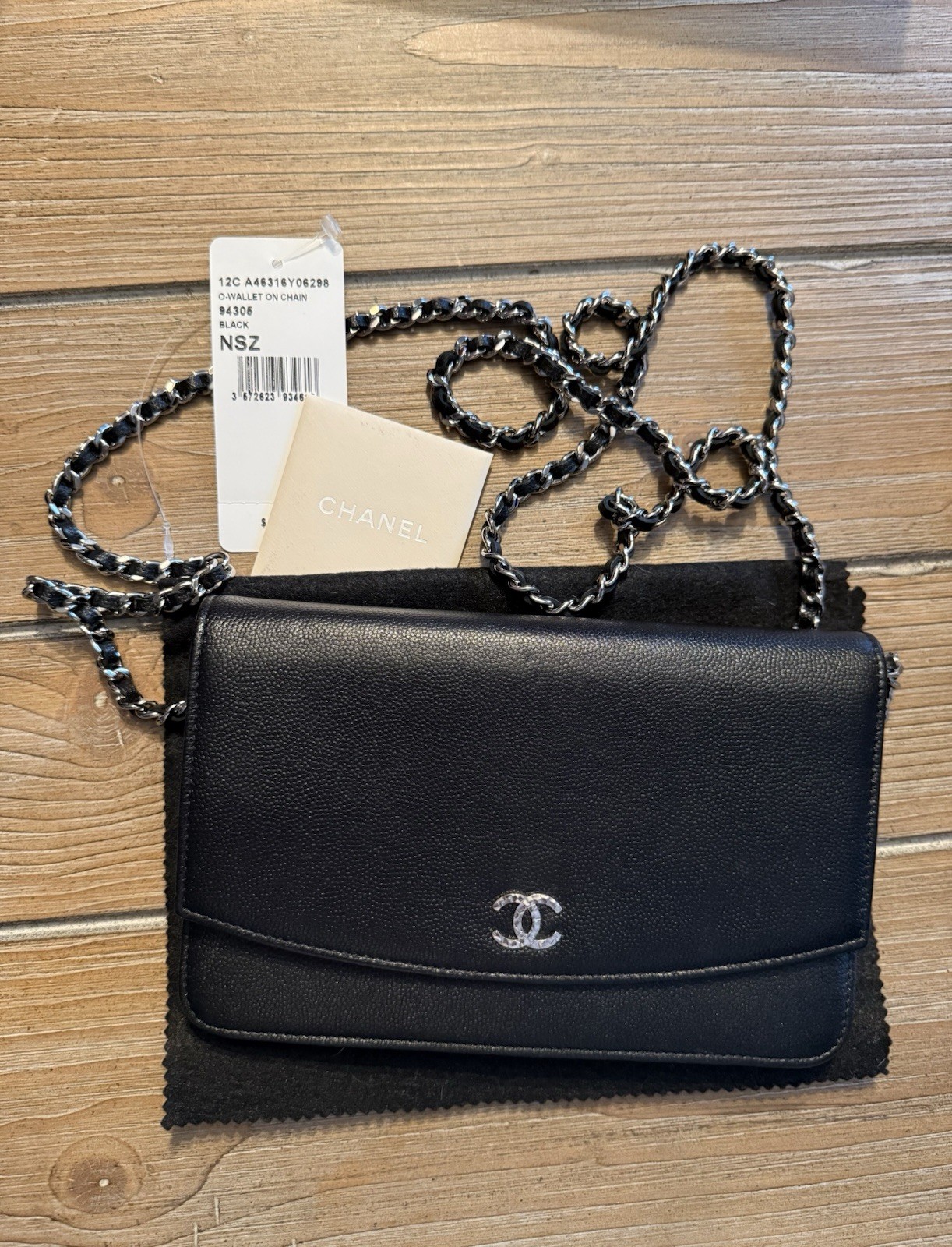 CHANEL Caviar WOC (Black Silver)