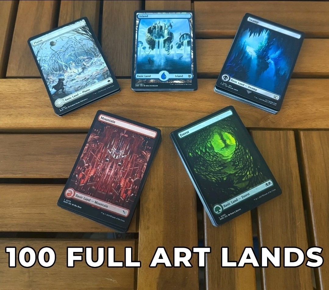 100 FULL ART Basic Lands MTG 20 of Each Color Magic The Gathering Bulk Lot Mana 100 FULL ART Basic Lands MTG 20 of Each Color Magic The Gathering Bulk Lot Mana