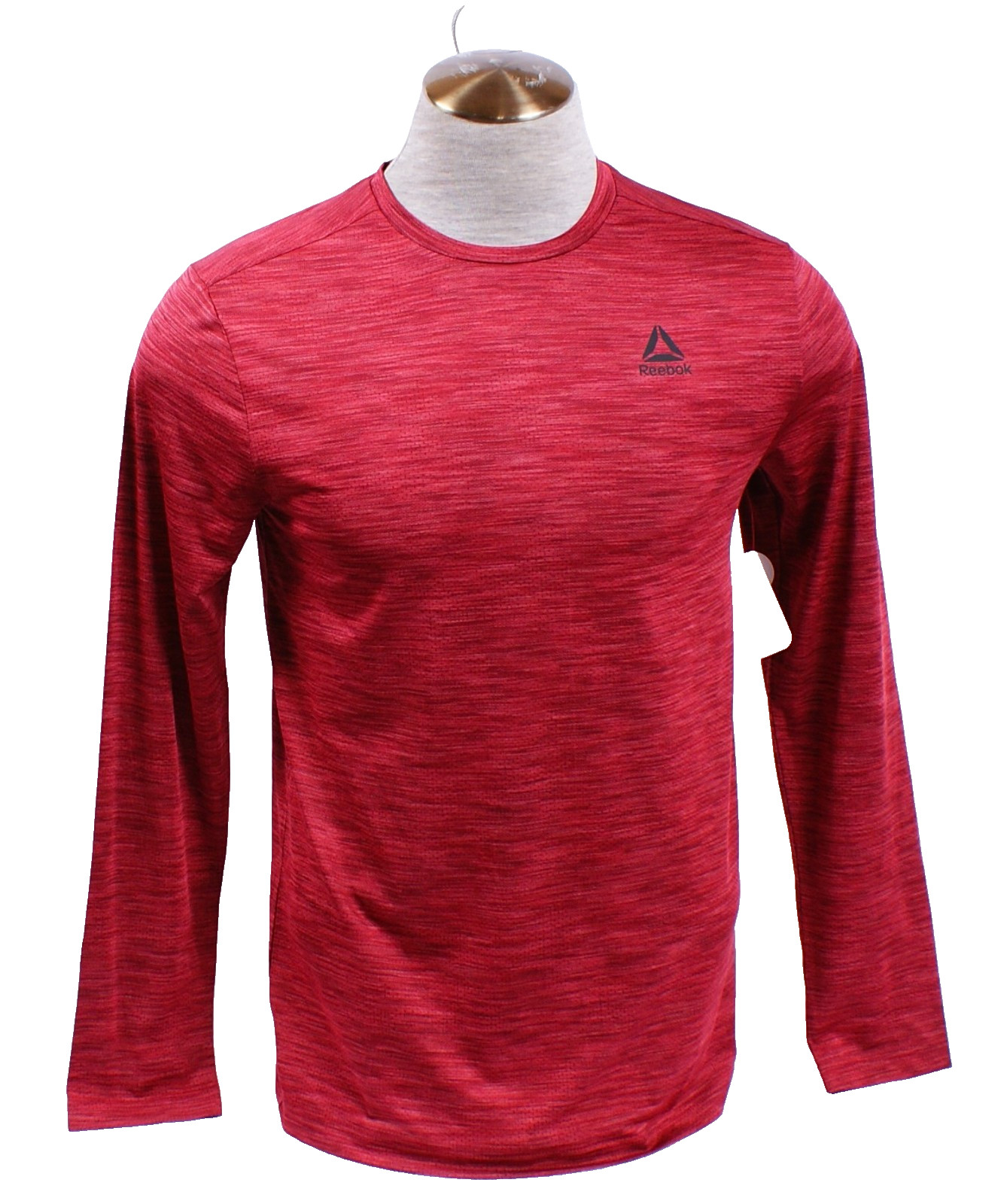 Reebok Men\'s M Heather Red Long Sleeve Stride Performance Athletic Shirt Reebok Men\'s M Heather Red Long Sleeve Stride Performance Athletic Shirt