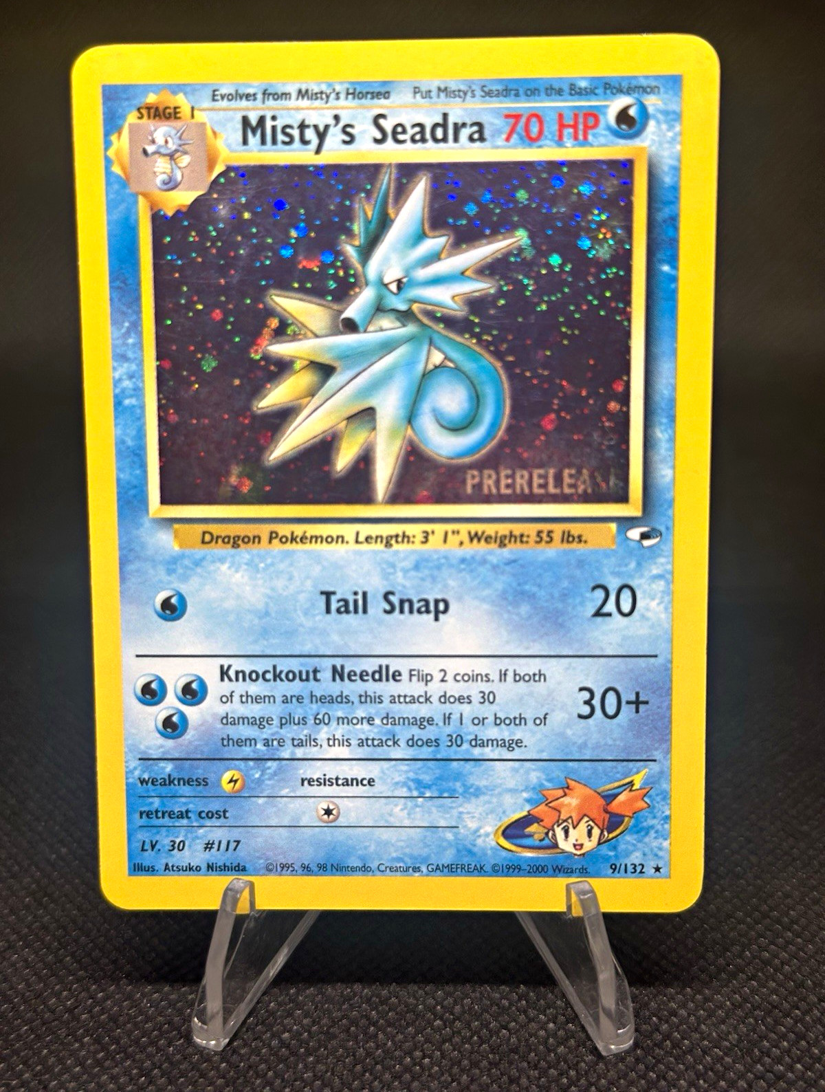 Pokémon Misty\'s Seadra Prerelease 009/132 Gym Heroes Holo Rare 1999 English