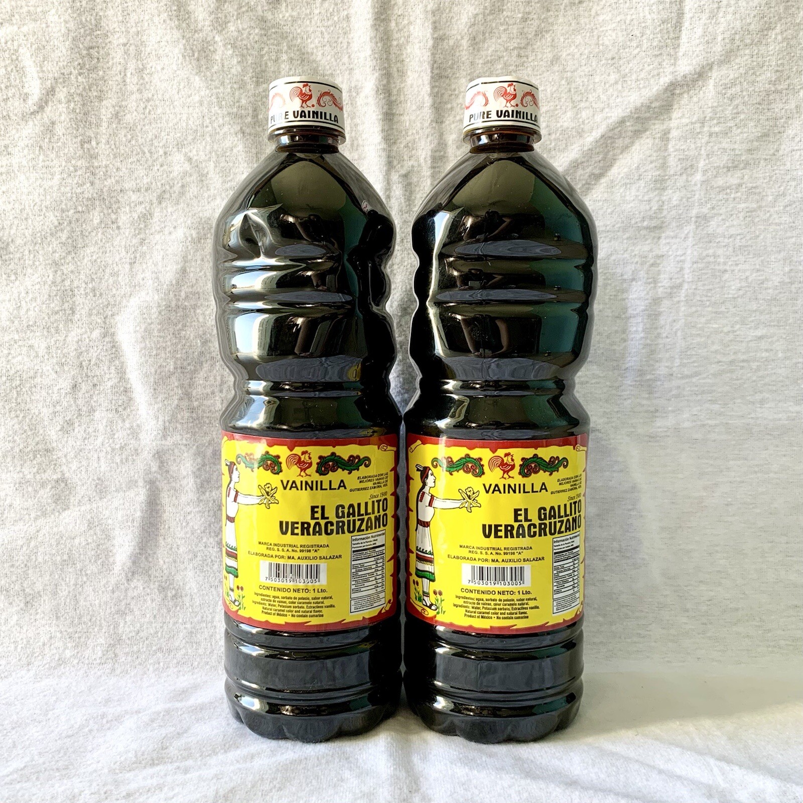 Mexican Vanilla “El Gallito Veracruzano” New Two One-Liter Plastic Bottles