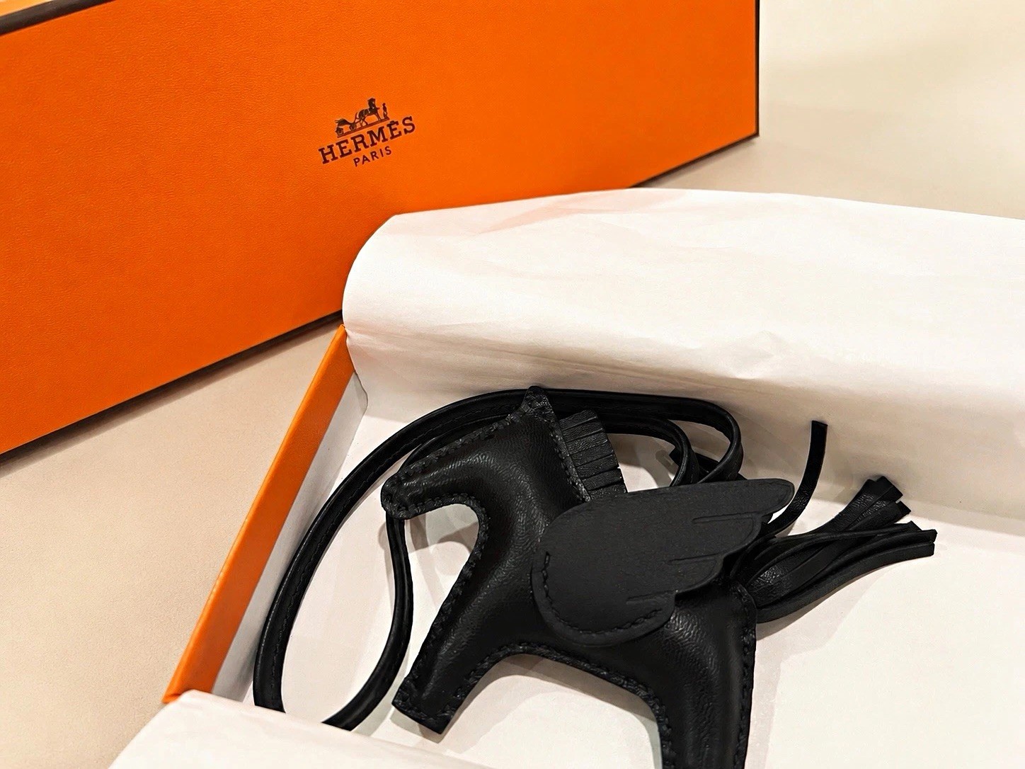 Hermès Rodeo Pegase Pegasus Bag Charm So Black Noir New in Box Authentic