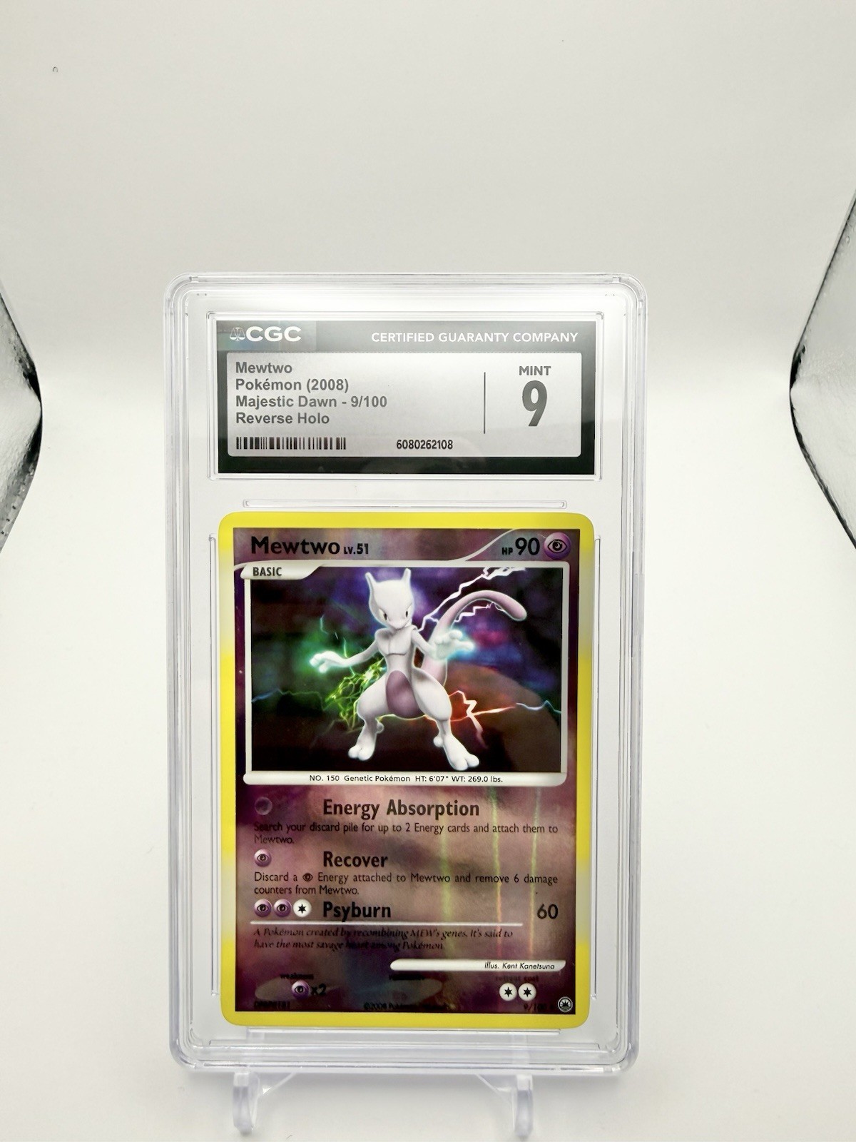 2008 Pokemon Mewtwo 9/100 Majestic Dawn Reverse Holo CGC 9 MINT POP 11 RARE