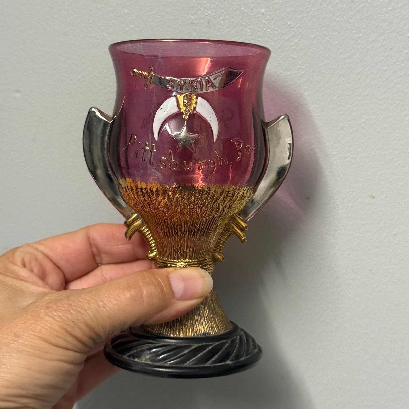 1908 Syria Shrine Pittsburgh PA Amethyst Souvenir Goblet St. Paul Minnesota