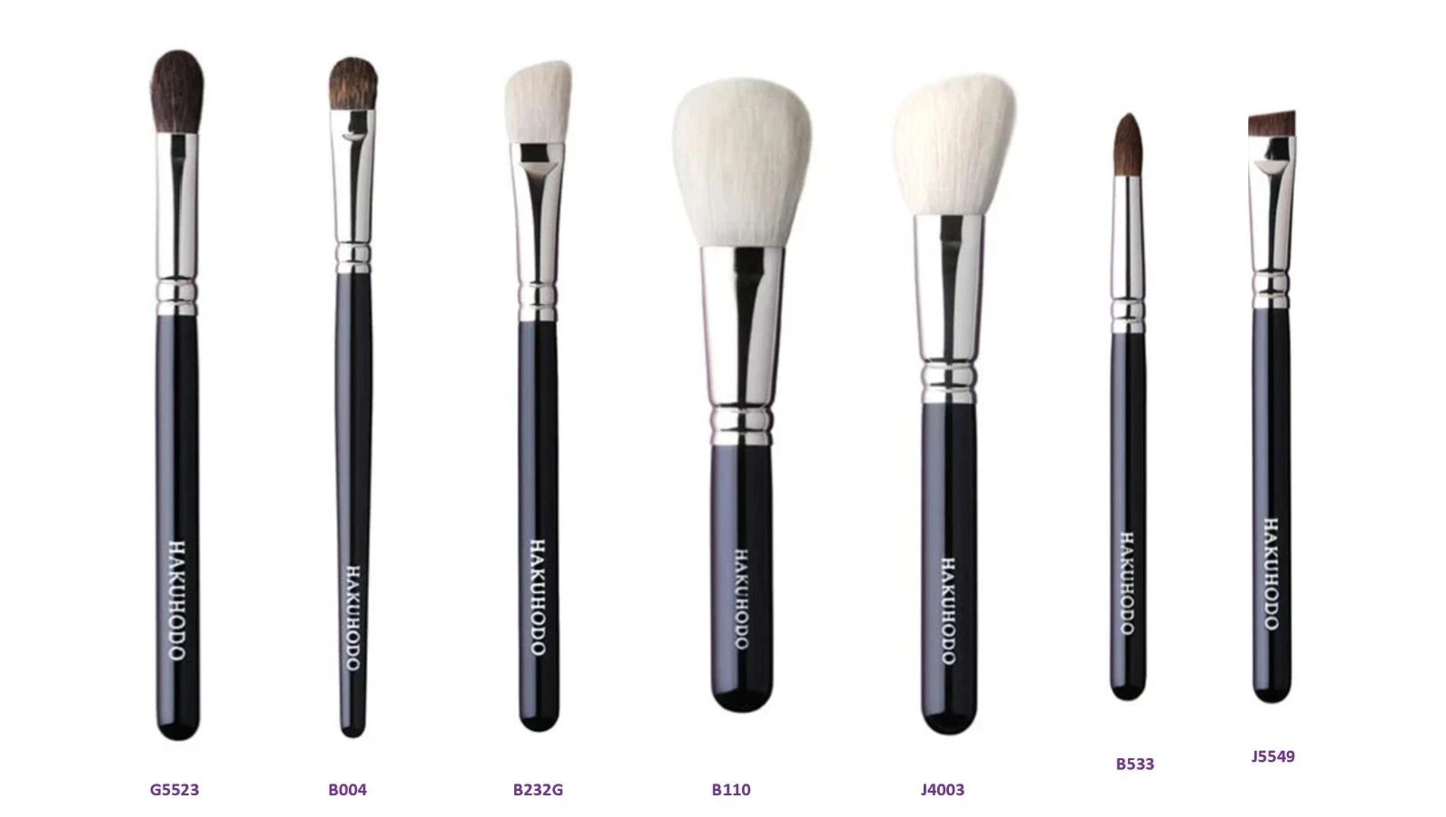 Hakuhodo 7-Piece Hand-Crafted Japanese Makeup Brush Set – Professional Quality