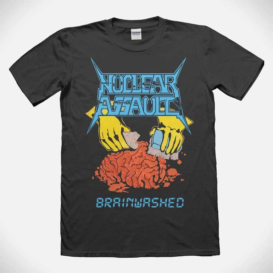 Camiseta Nuclear Assault Brainwashed Trash Metal Band Rare T-shirt 80s EN330