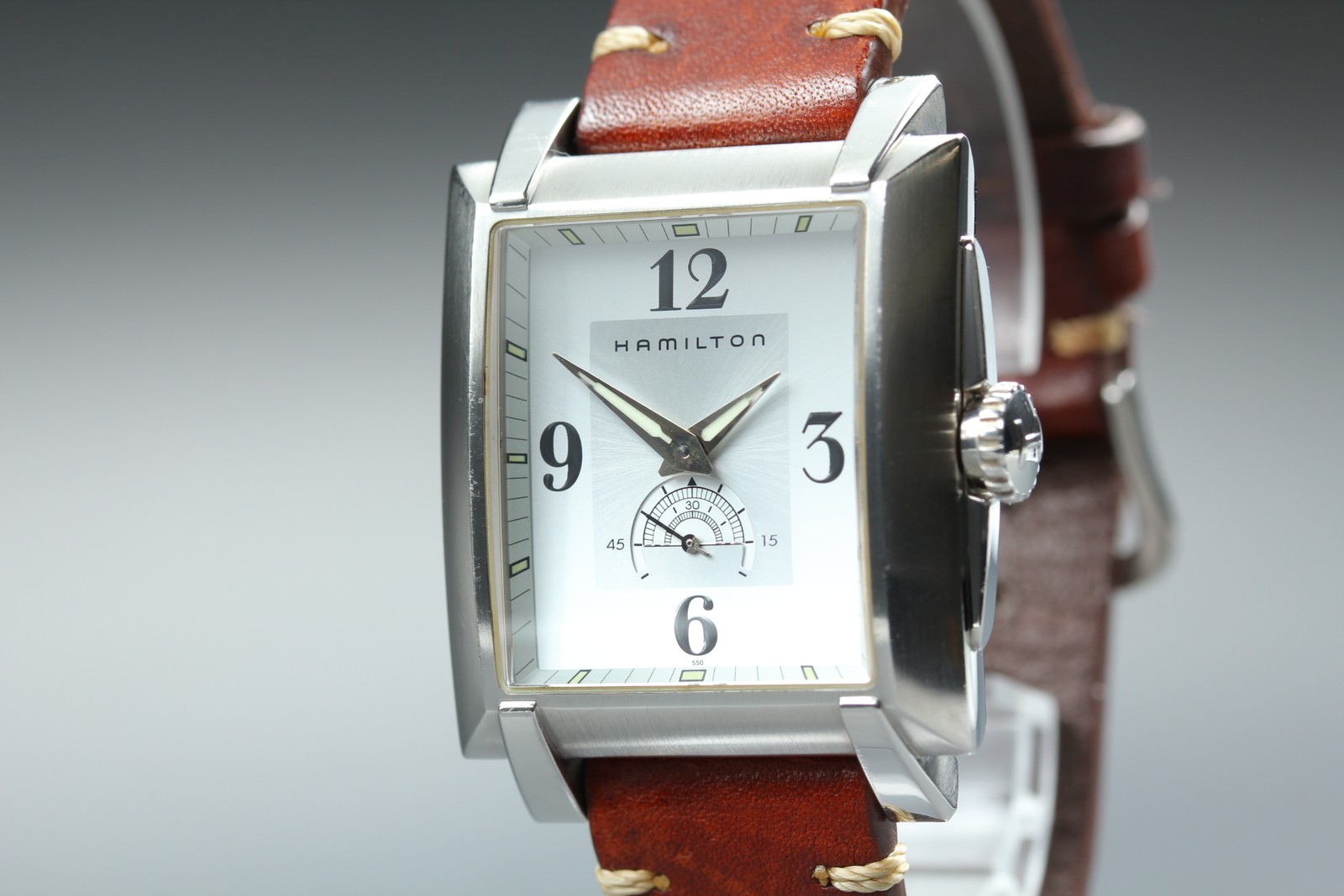 HAMILTON Trent H304110 Tank Small Second Silver Dial Qz Men\'s Watch [Near MINT]