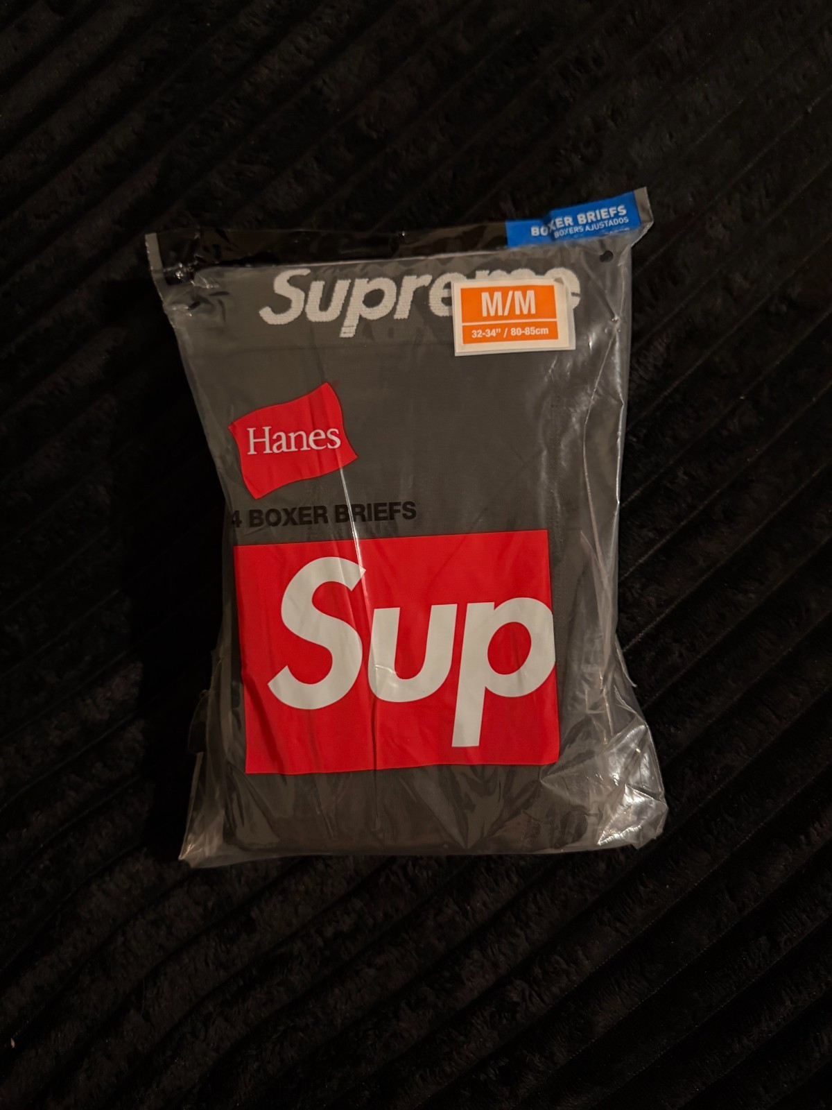 Supreme X Hanes Boxer Briefs - Black, Pack of 4, Size S-XL