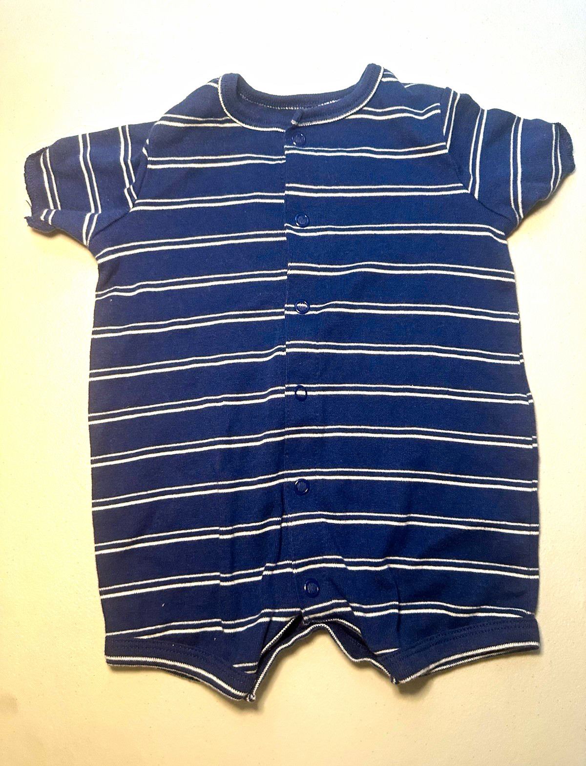 Carter\'s Baby Striped Romper One-Piece Short Sleeve Crew Neck Button 0-3M