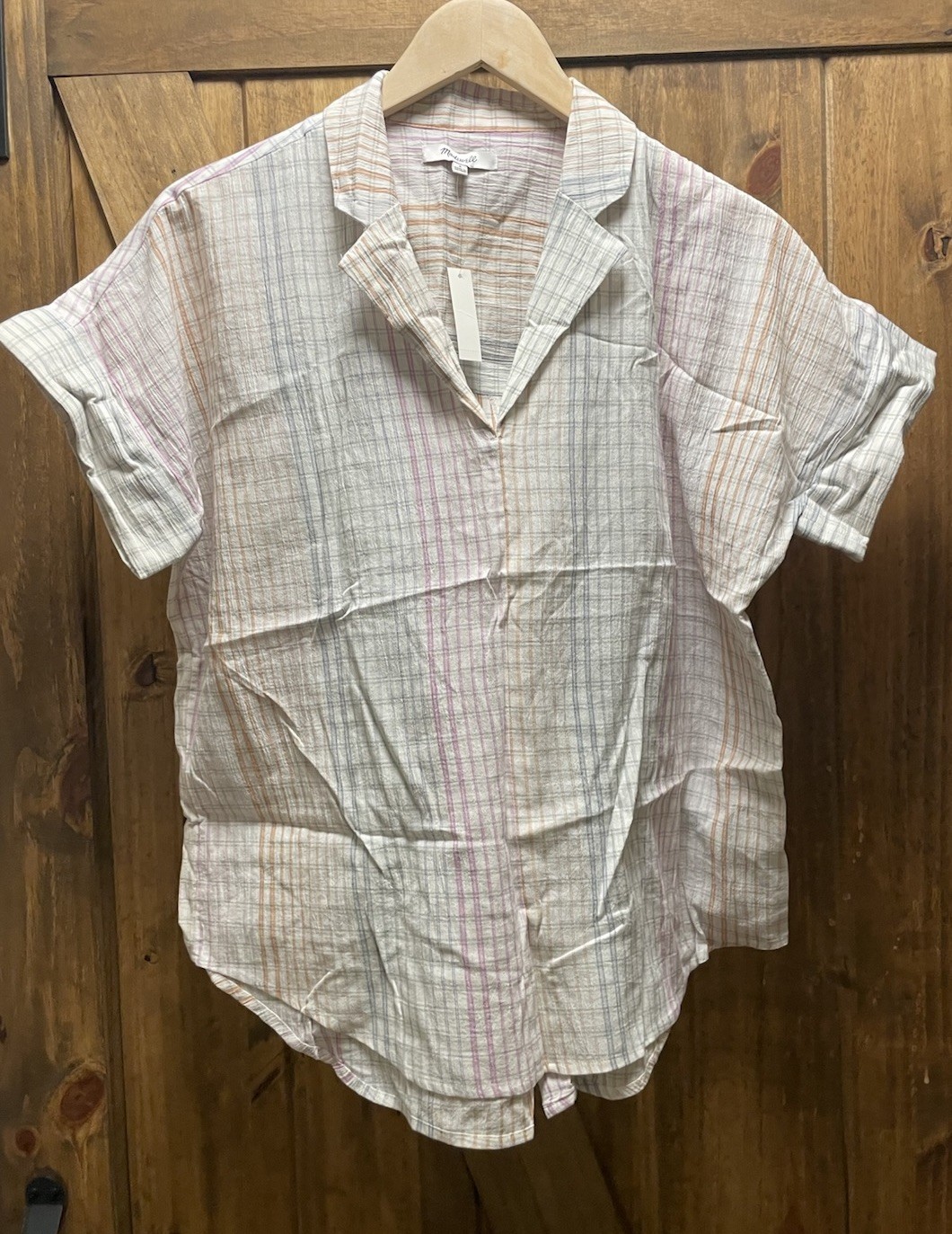 Madewell Muti Color Plaid Lightweight Popover Shirt Collard New Size Small Madewell Muti Color Plaid Lightweight Popover Shirt Collard New Size Small