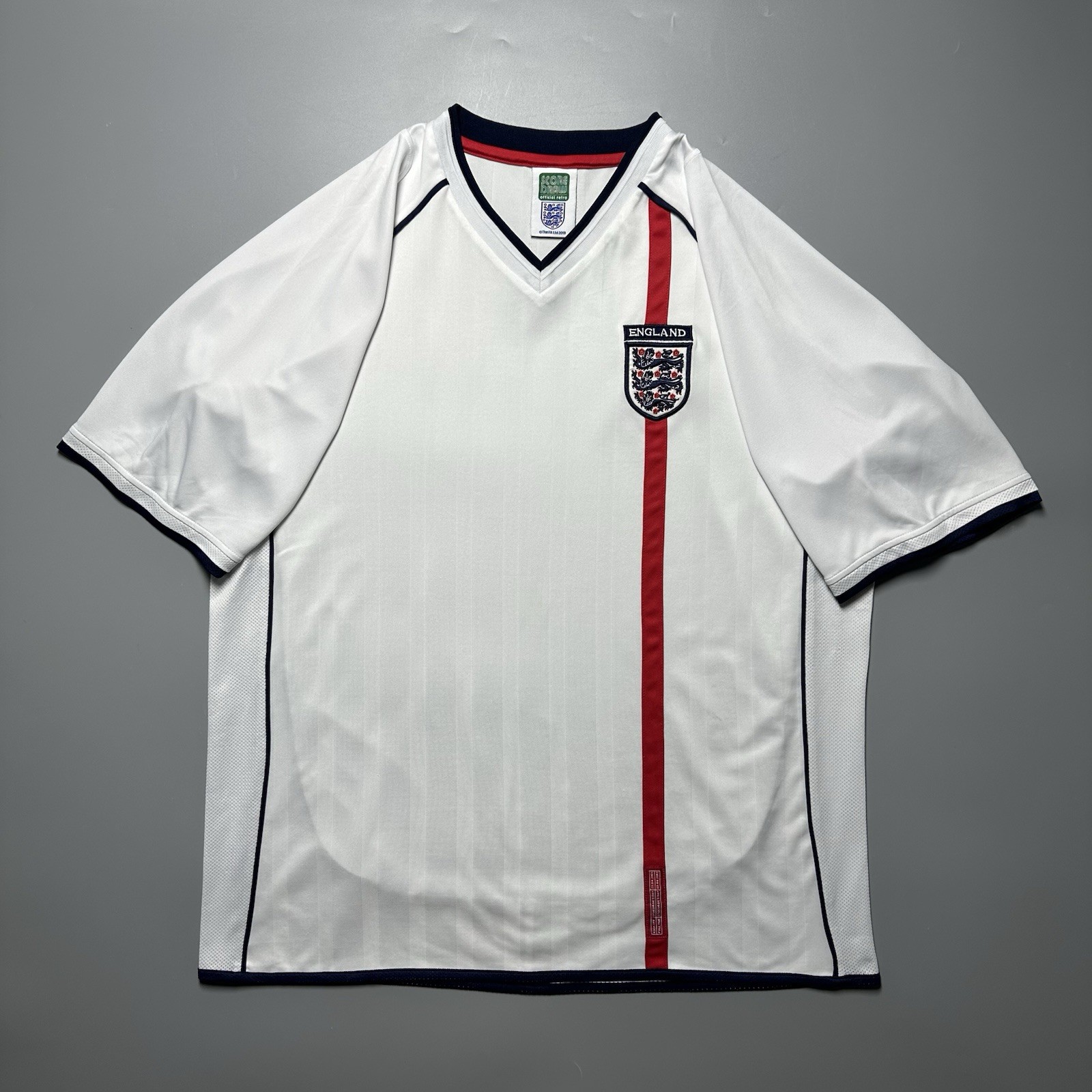ENGLAND x SCORE DRAW 2002 WORLD CUP SOCCER HOME JERSEY SIZE “XL”
