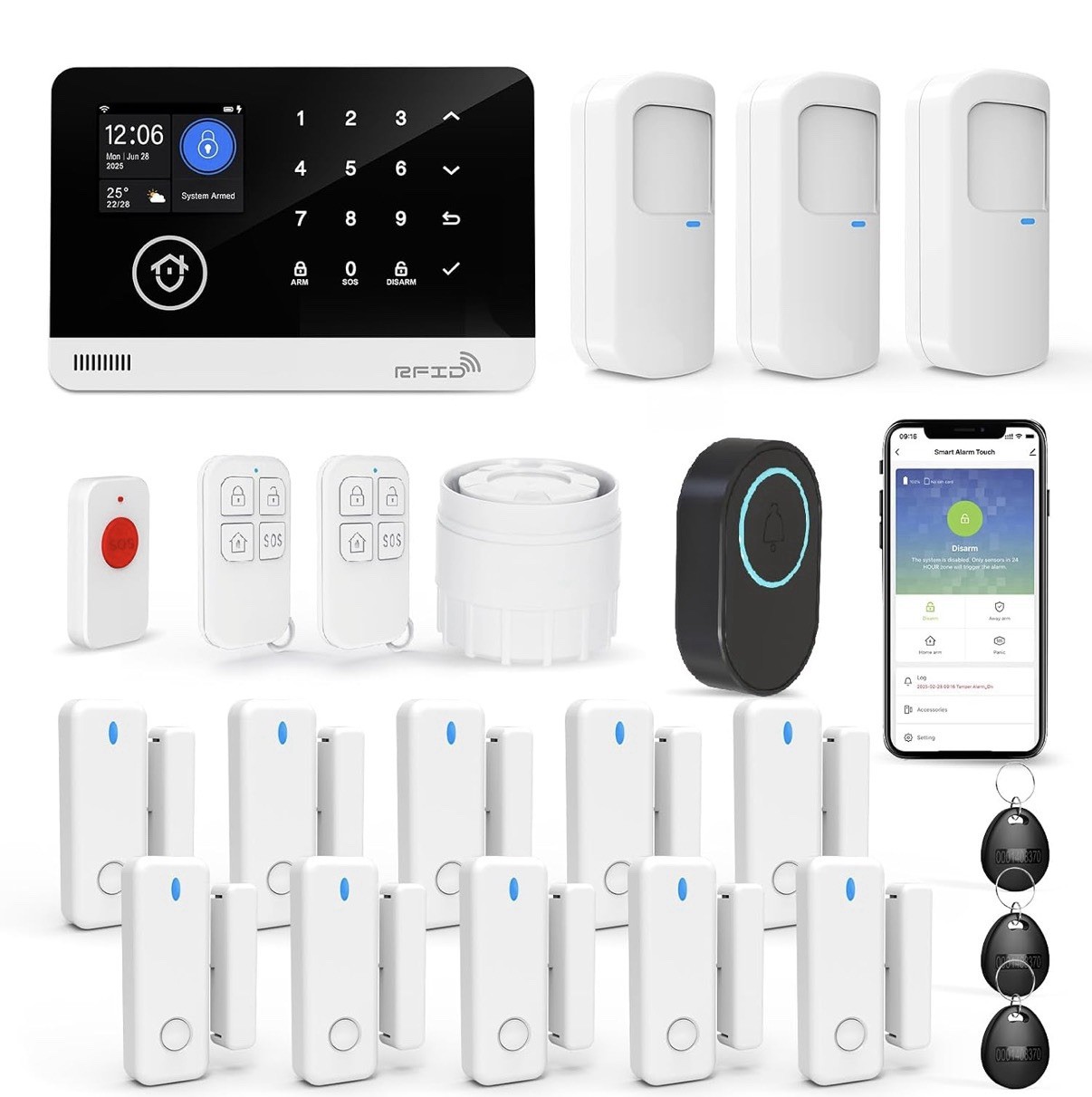 22 Piece Smart Security System Home Security System Alarm System Kit Touchscreen