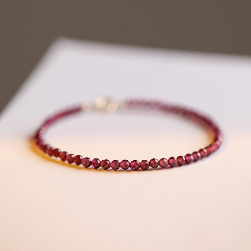 Minimalist 3mm Garnet Bead Healing Meditation Protection Handmade Women Bracelet Minimalist 3mm Garnet Bead Healing Meditation Protection Handmade Women Bracelet