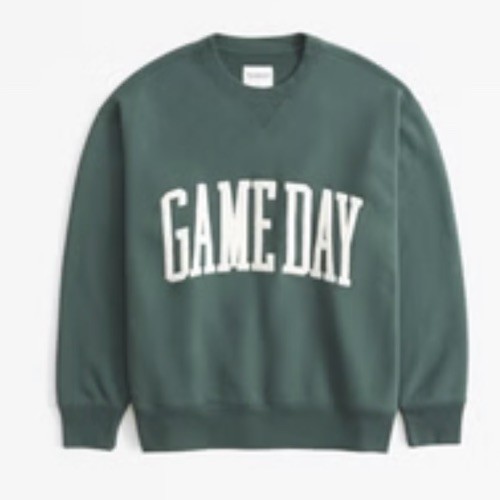 NWT Abercrombie Fitch Women\'s XXS  Game Day Vintage Sunday Crew Green RV $70 NEW