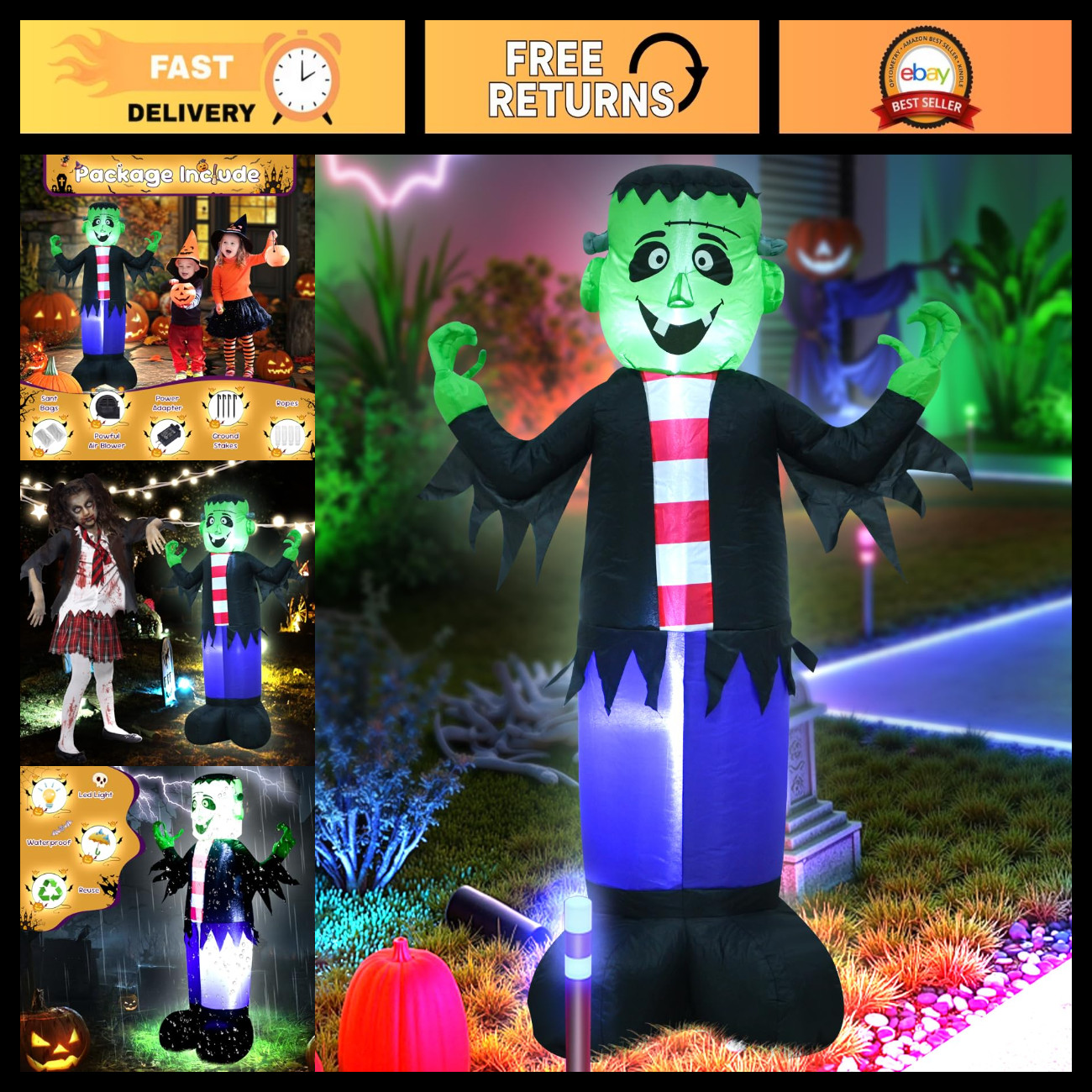 3.5FT Halloween Inflatable Decoration with LED Lights - Spooky Yard Decor 3.5FT Halloween Inflatable Decoration with LED Lights - Spooky Yard Decor