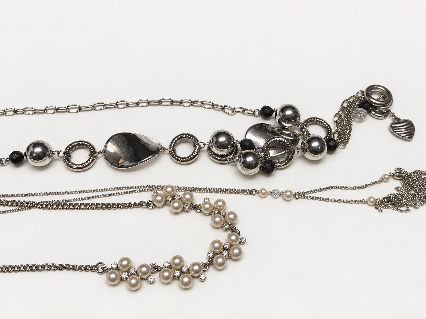 Paparazzi Silver Heart Pearl Look Bundle 3 Necklace Earring Sets