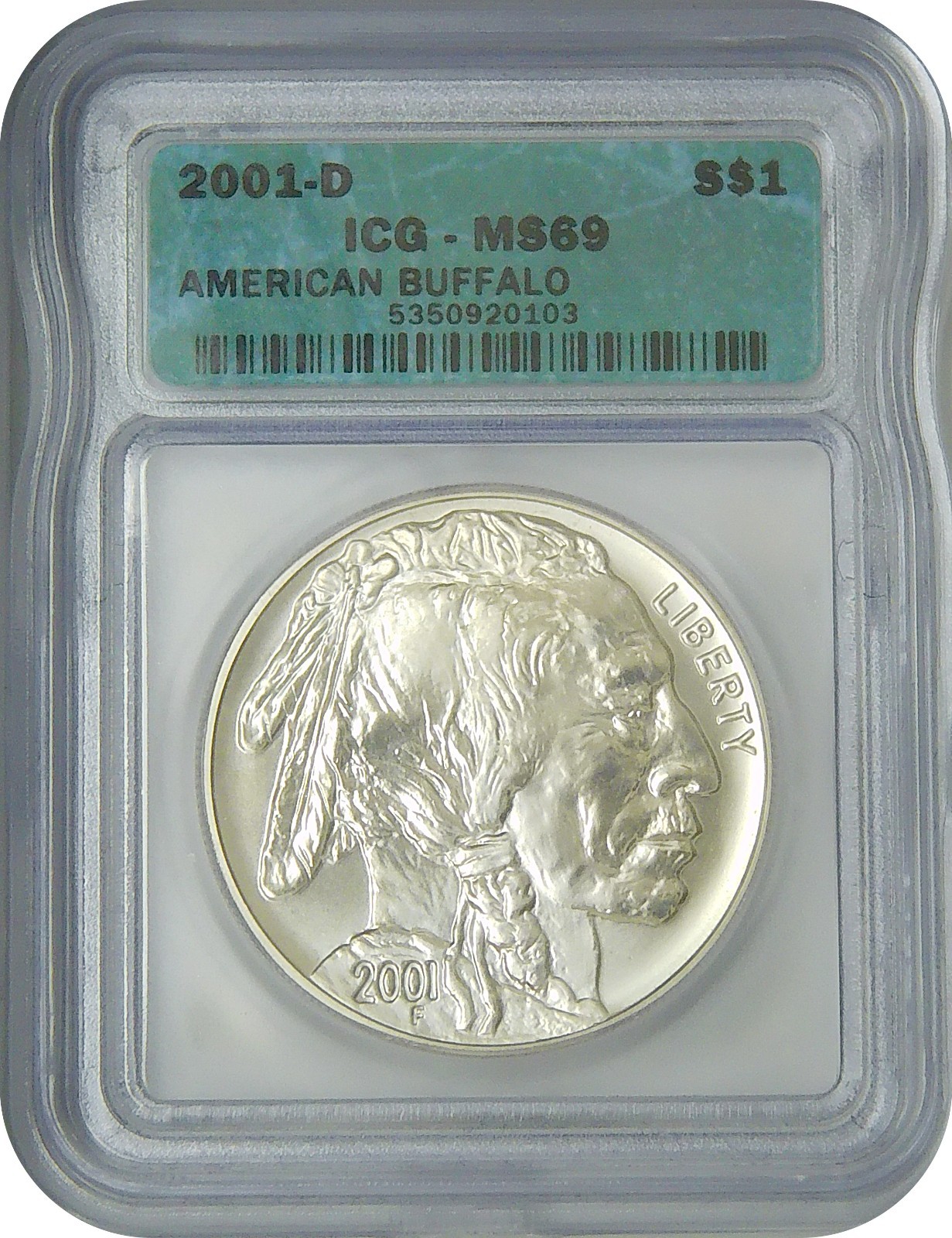 2001 D American Buffalo $1 ICG MS69 Gem Brilliant Uncirculated
