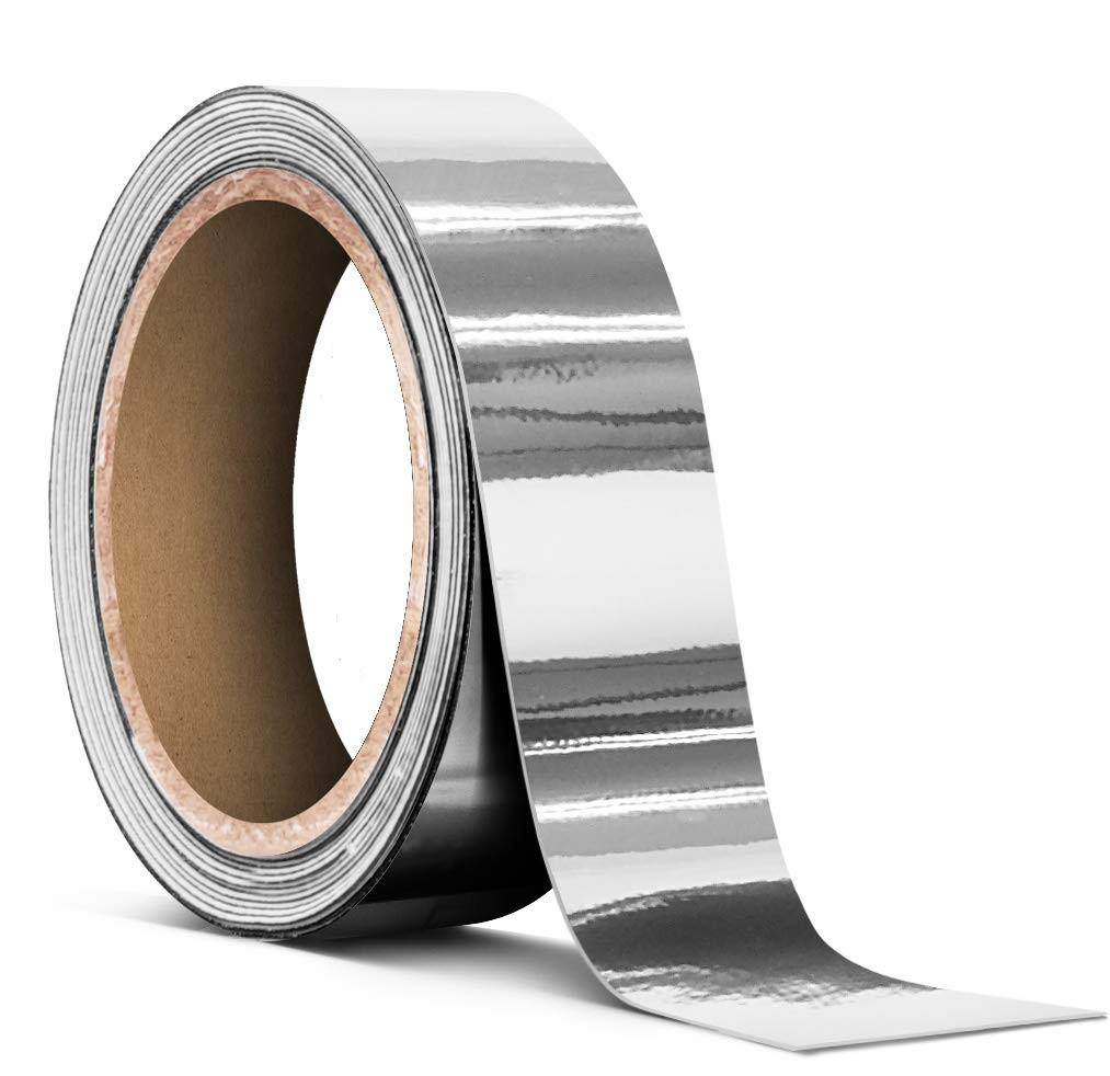 Vvivid Gloss Silver Chrome Air-Release Vinyl Adhesive Tape Roll (1 Inch X 25Ft)