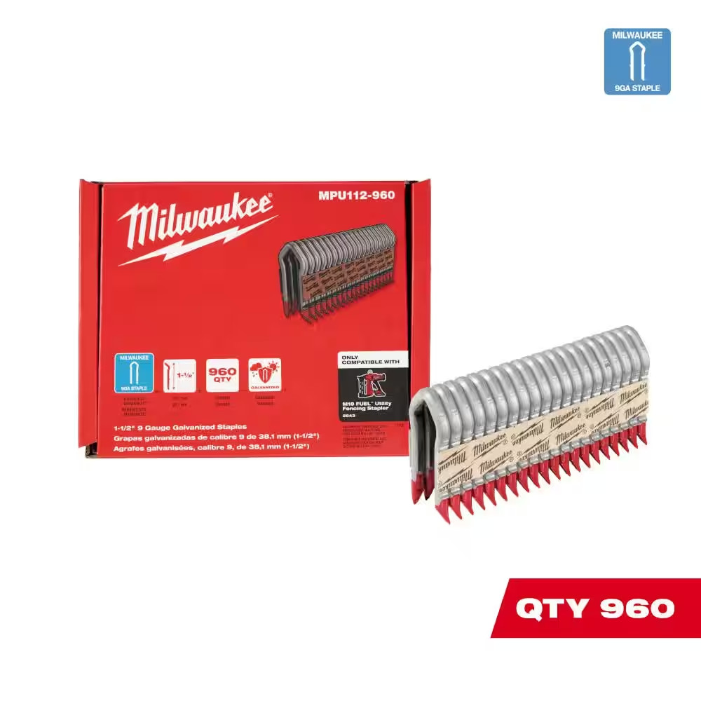 1-1/2 In. 9-Gauge Galvanized Staples for M18 FUEL Utility Fencing Stapler (960 p