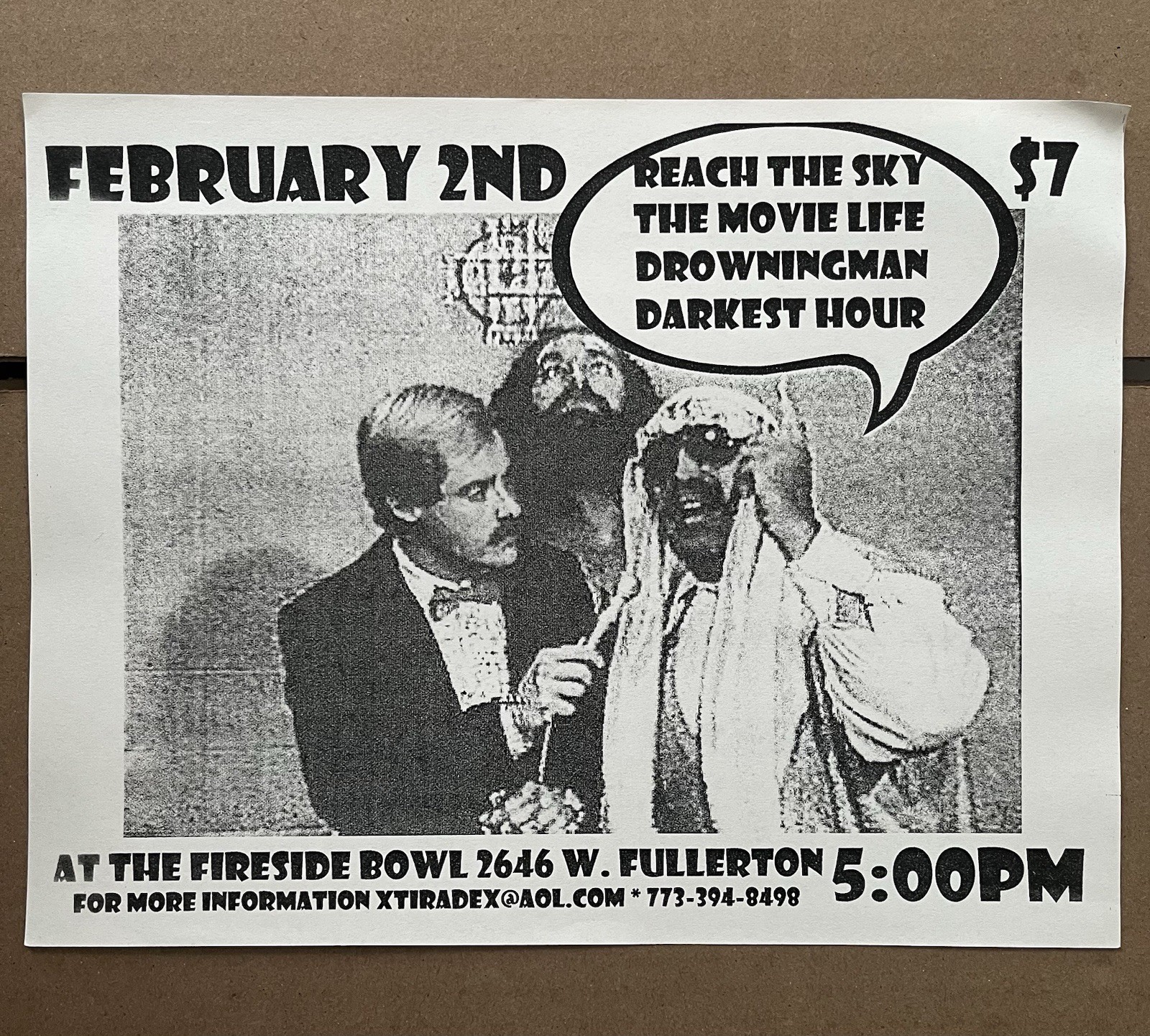 rare REACH THE SKY / MOVIELIFE / DROWNINGMAN / DARKEST HOUR flyer HC emo metal