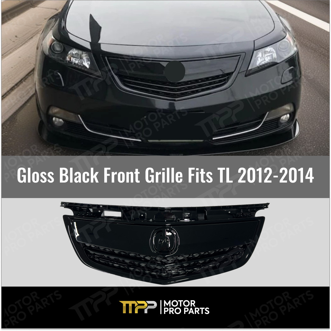 Fits 2012-2014 Acura TL Gloss Black Front Upper Grill/ Grille Assembly Whole Kit
