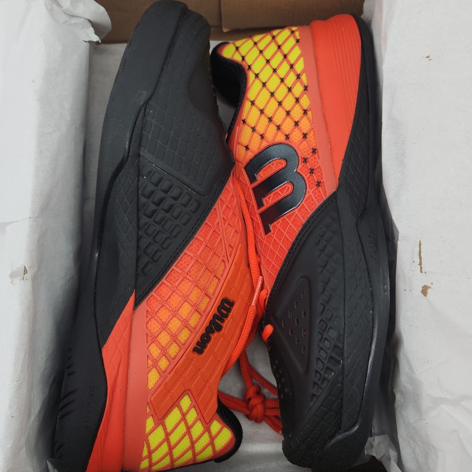 Wilson Rush Pro Glide Mens 12 Black Red Solar Lime Tennis Shoes WRS321220