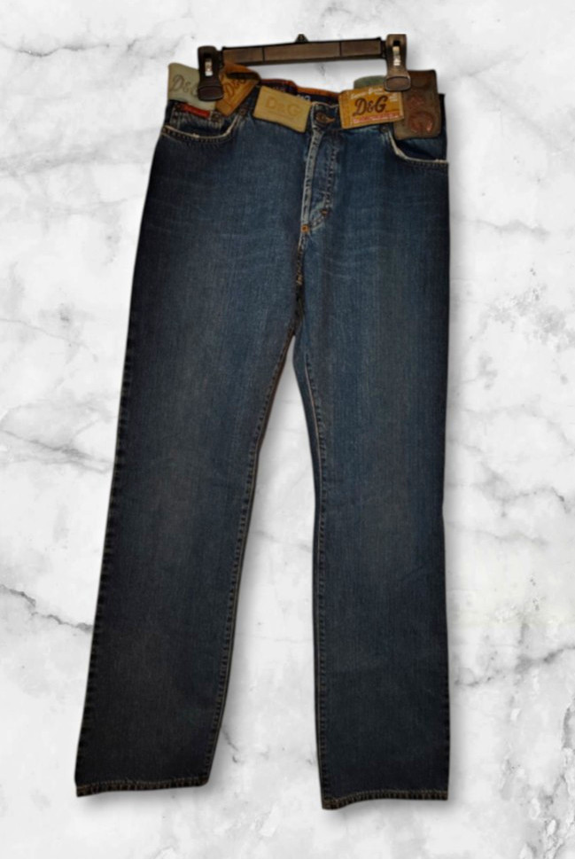 VINTAGE AUTHENTIC (D&G) Dark Blue JEANS — UNIQUE DESIGN & RARE TAG DETAILS 