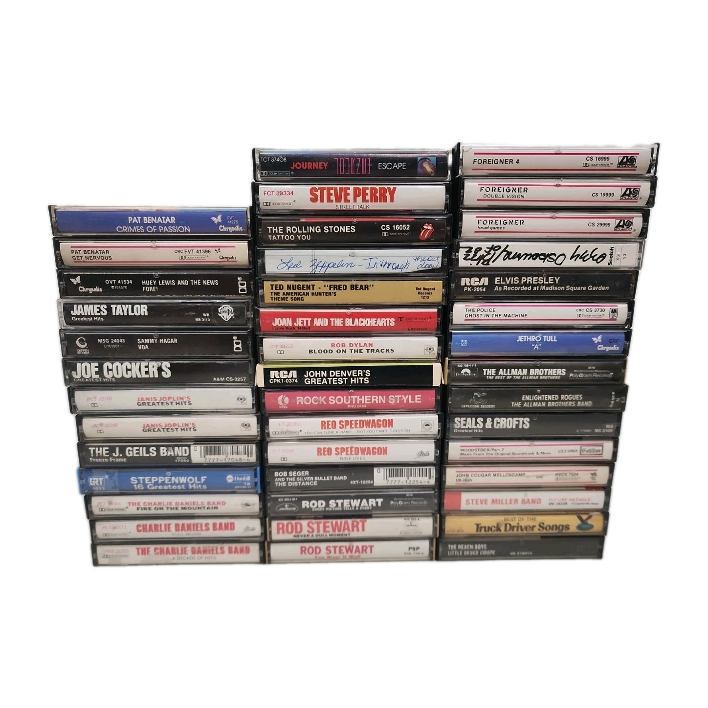 Lot Of (43) 1970s Rock Cassette Tapes. Ozzy, Zepplin, Foreigner, Reo Speedwagon Lot Of (43) 1970s Rock Cassette Tapes. Ozzy, Zepplin, Foreigner, Reo Speedwagon